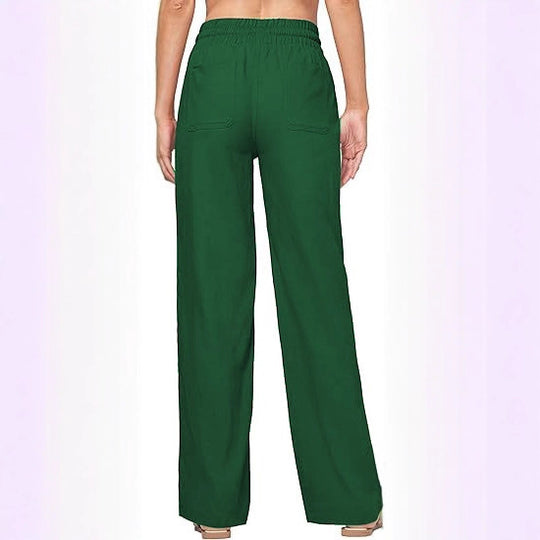 Damen nan weite Loungewear-Hose mit hohem Elastikbund Kordelzug Seitentaschen und legerer Palazzo-Passform EB