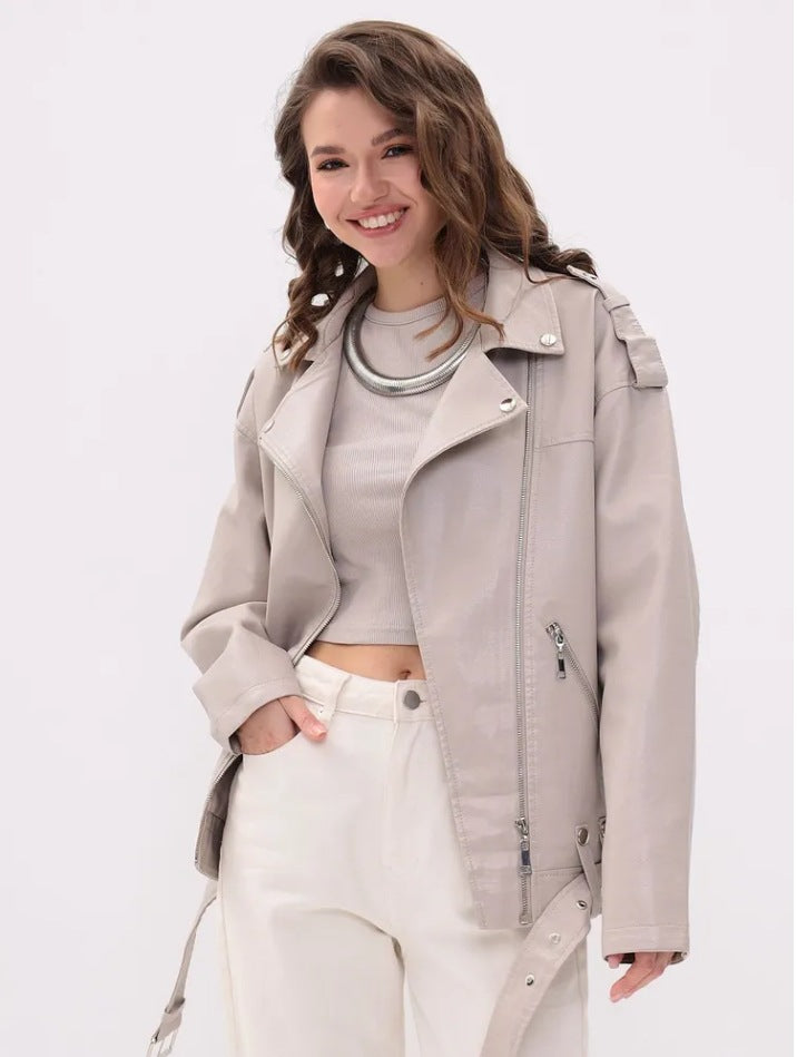 Damen modische Bikerjacke mit innovativen Details EB