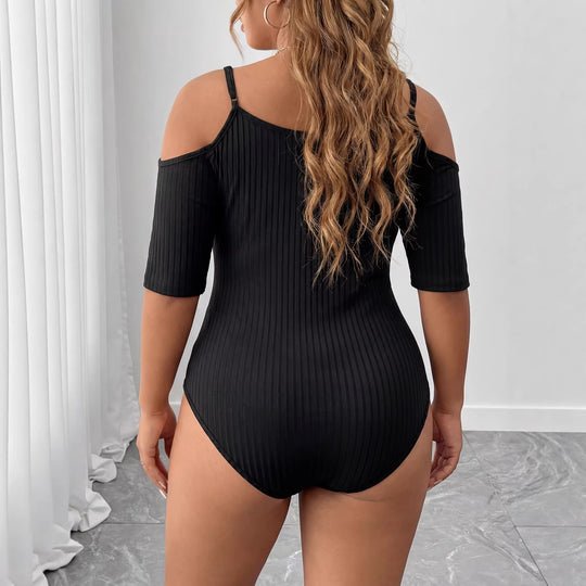Damen Körperbetontes Oberteil mit Off-Shoulder Design EB