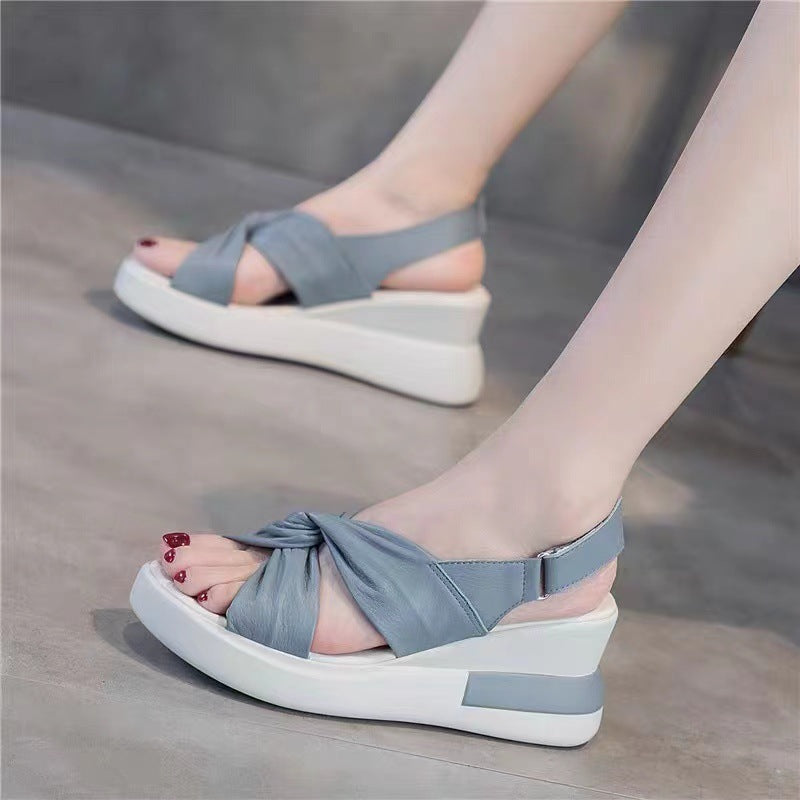 Damen Wedge-Sandalen mit modischem Knoten-Design und flexiblem Fußbett EB
