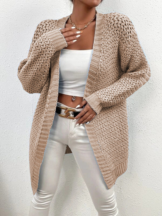 Damen Strickjacke mit luftiger Lochmusterung und lässigem Design EB