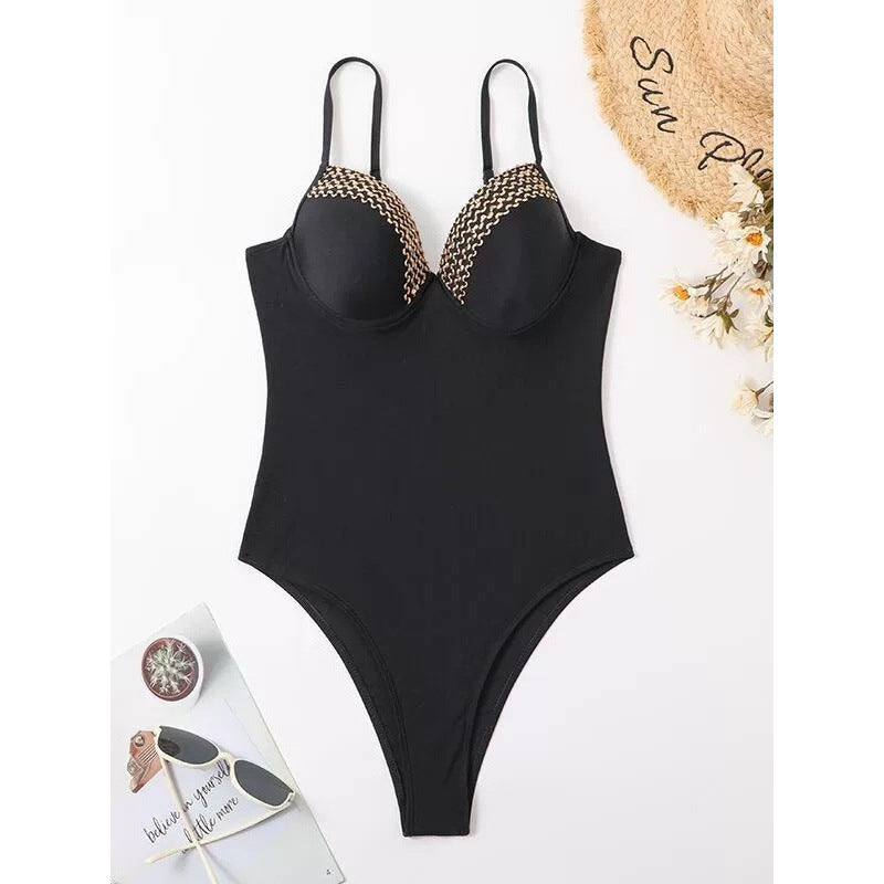 Damen Einteiler Badeanzug mit eleganten Überwurf-Details EB