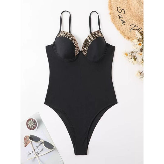 Damen Einteiler Badeanzug mit eleganten Überwurf-Details EB