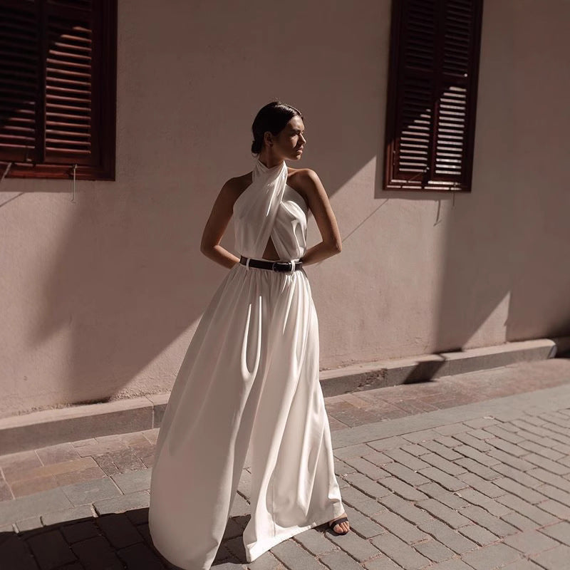 Damen Elegantes Kleid mit asymmetrischem Halspartie und weitem Schnitt EB