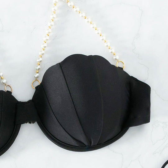 Damen Bikini mit schimmernden Muschel-Details und verstellbaren Trägern EB