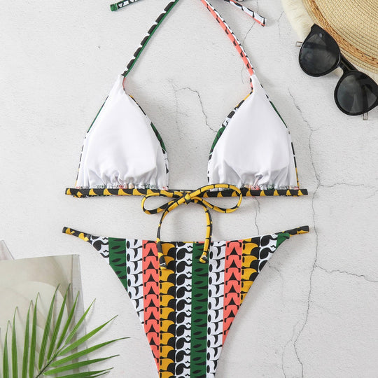 Damen Triangel-Bikini mit modischem Muster EB