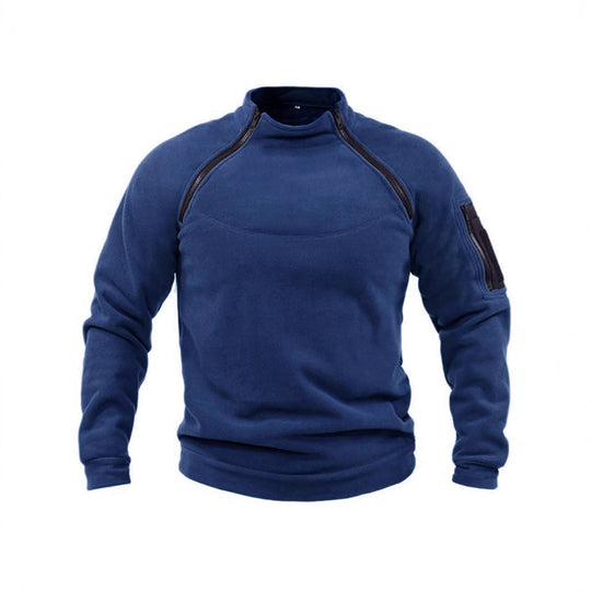 Herren Thermo-Fleecepullover mit hochschließendem Kragen und praktischen Taschen EB