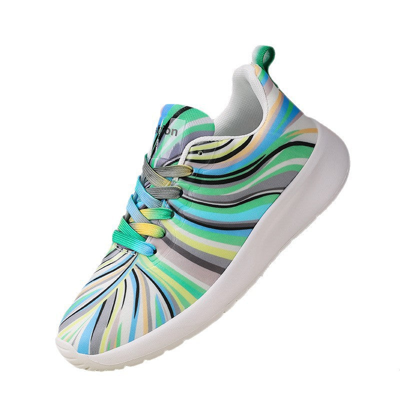 Damen Sportliche Sneakers mit buntem Wellenmuster EB
