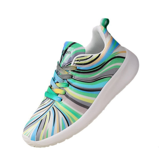 Damen Sportliche Sneakers mit buntem Wellenmuster EB