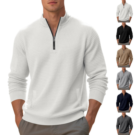 Herren Sweatshirt mit halbem Reißverschluss und strukturiertem Design EB