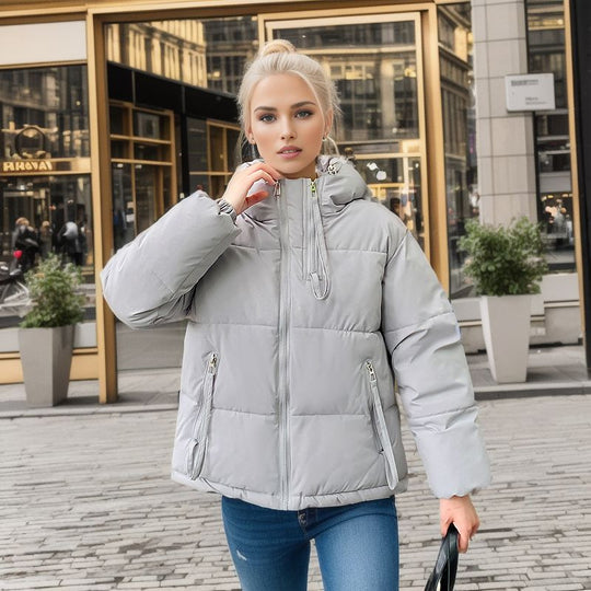 Damen modische Pufferjacke mit verstellbarer Kapuze und dicken Isolierungen EB