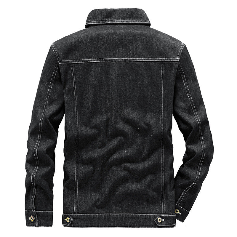 Herren Jeansjacke im Worker‑Stil mit Netzfutter und markanten Kontrastnähten EB