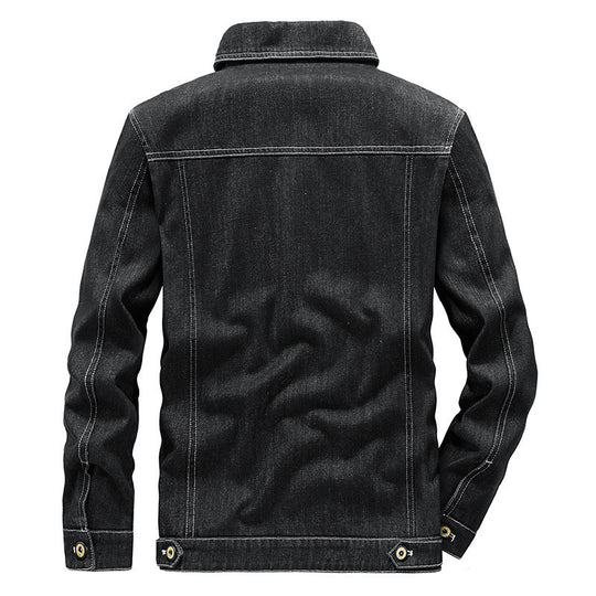 Herren Jeansjacke im Worker‑Stil mit Netzfutter und markanten Kontrastnähten EB