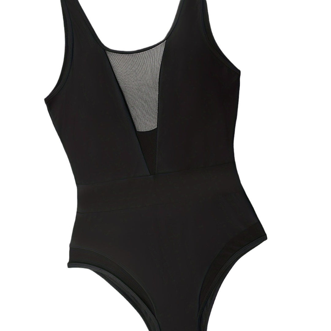 Damen Hochgeschlossener Monokini mit transparenten Mesh-Details EB