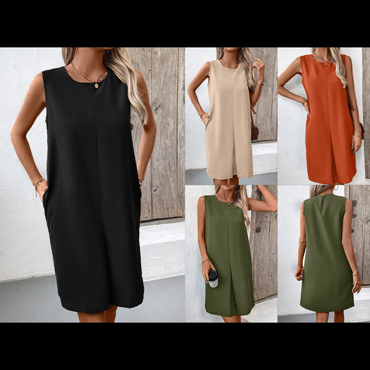 Damen ärmelloses Kleid mit praktischen Seitentaschen EB