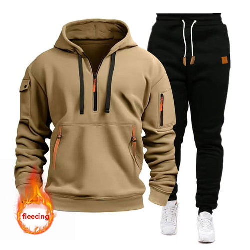 Herren Sportliches Hoodie-Set mit funktionalen Taschen und atmungsaktiven Eigenschaften EB
