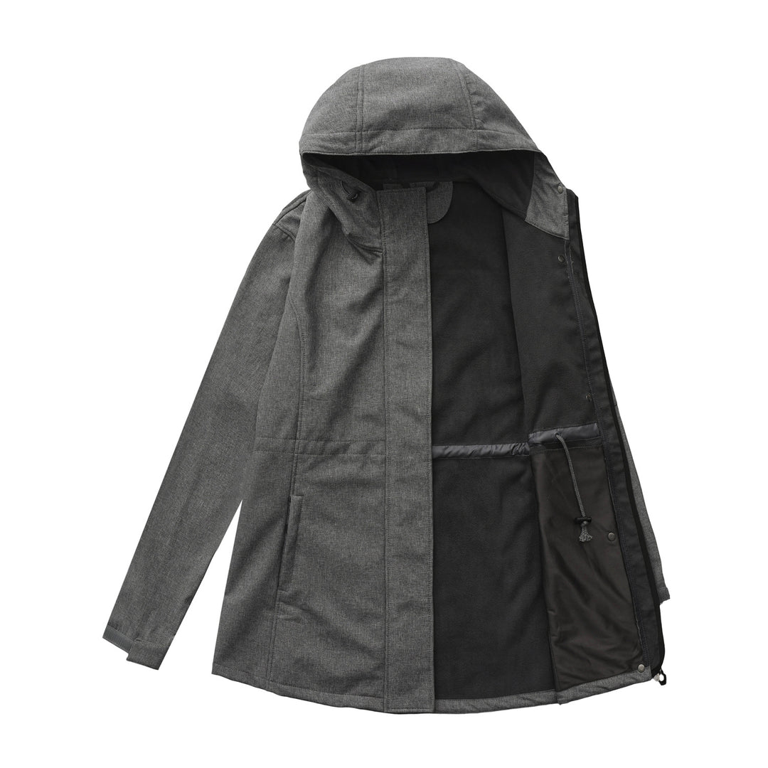 Damen nan funktionaler Softshell-Parka mit Teddyfleece-Futter, Kapuze und Taillenzug EB