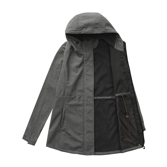 Damen nan funktionaler Softshell-Parka mit Teddyfleece-Futter, Kapuze und Taillenzug EB