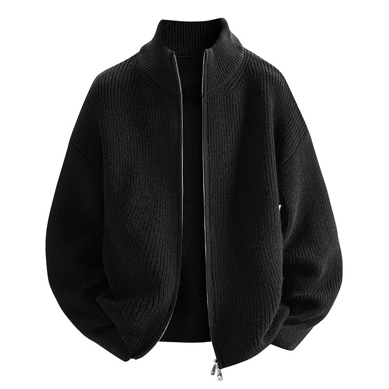 Damen modische Strickjacke mit hohem Kragen und Reißverschluss EB
