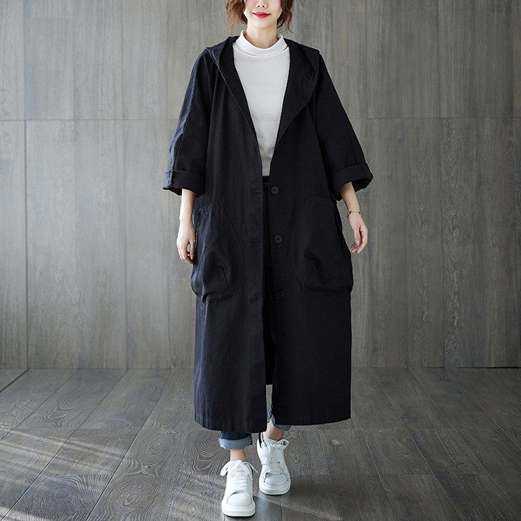 Damen Oversized Kapuzenmantel mit praktischen Taschen EB