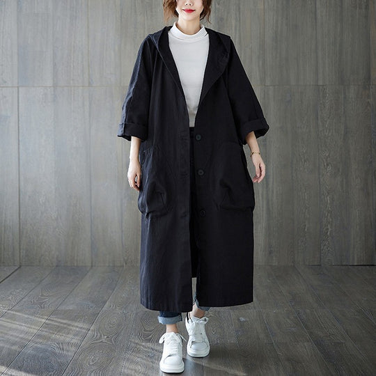 Damen Oversized Kapuzenmantel mit praktischen Taschen EB