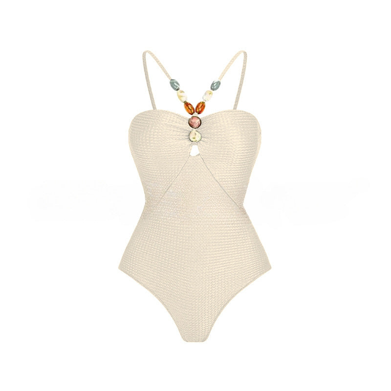 Damen Einteiliger Badeanzug mit modischen Schmuckdetails EB