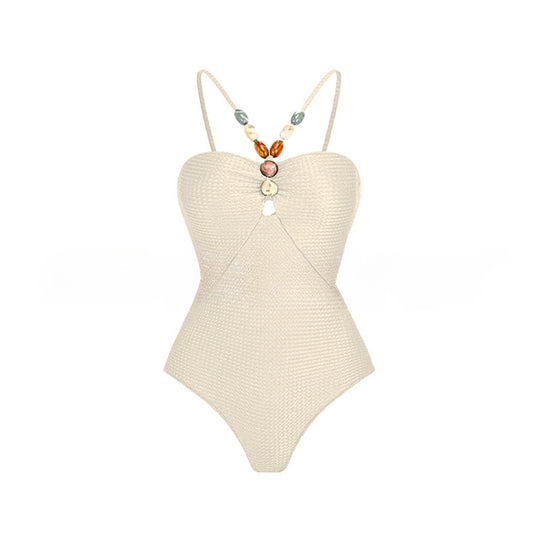 Damen Einteiliger Badeanzug mit modischen Schmuckdetails EB