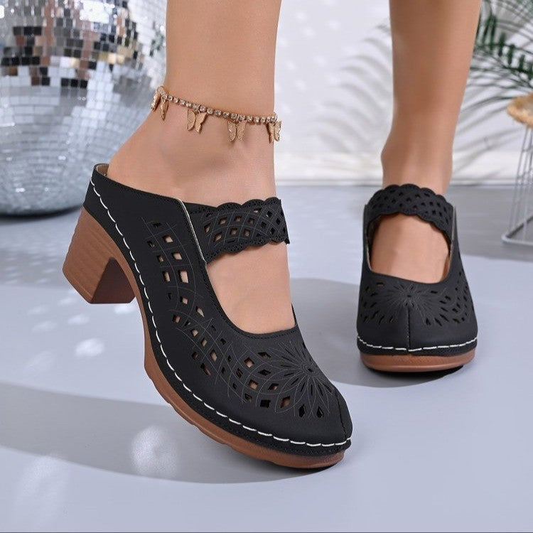 Damen Offene Mules mit filigranem Schleifenakzent EB