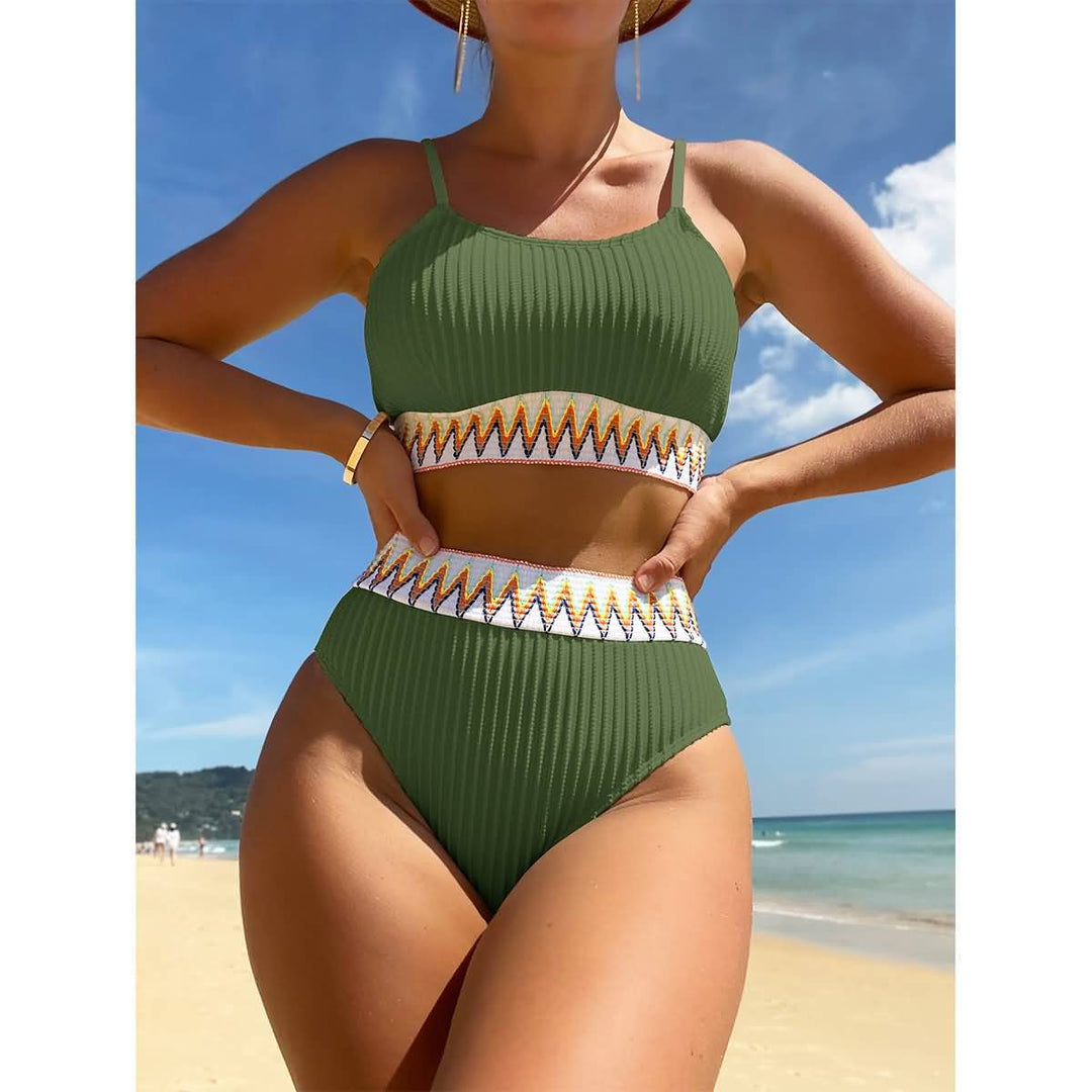 Damen Bunt gemusterter High-Waist Bikini EB