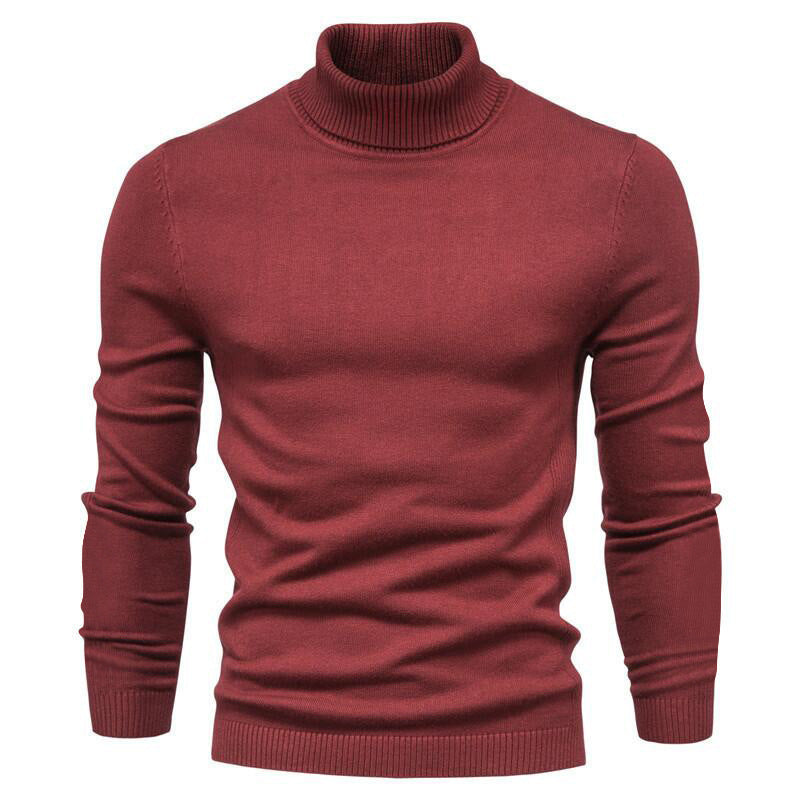 Herren nan schmal geschnittener Rollkragenpullover aus Merino-Baumwollmix mit hohem Kragen EB