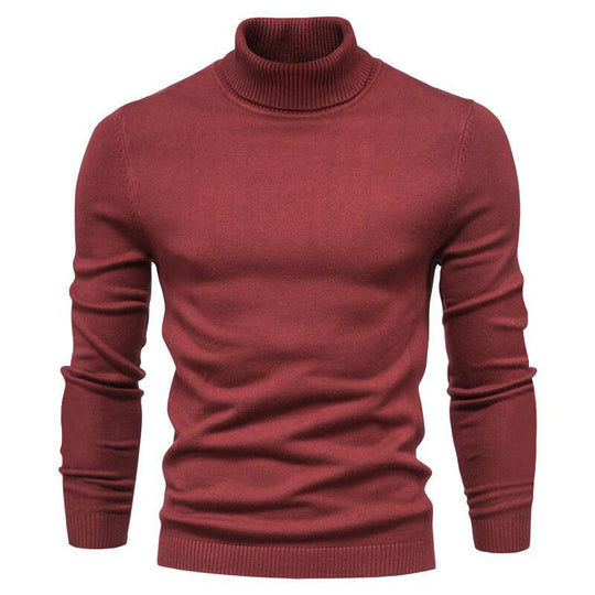 Herren nan schmal geschnittener Rollkragenpullover aus Merino-Baumwollmix mit hohem Kragen EB