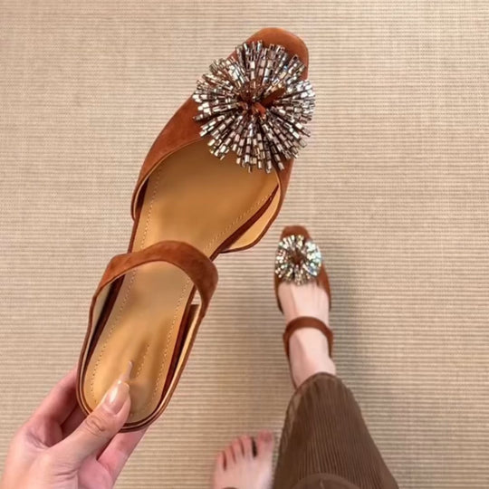 Damen elegante Ballerinas mit glitzerndem Applikationsdesign EB