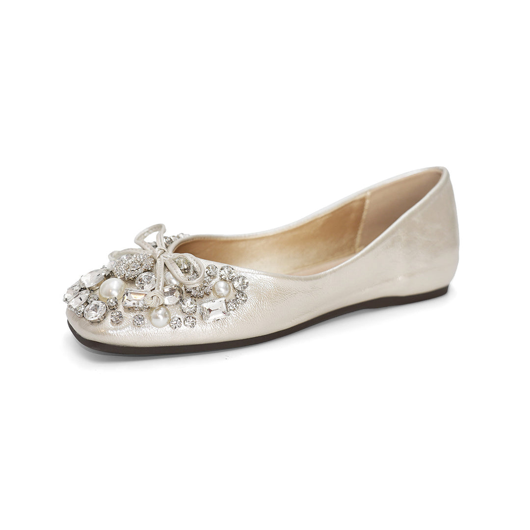 Damen Ballerinas mit funkelndem Strassbesatz und eleganter Schleife EB