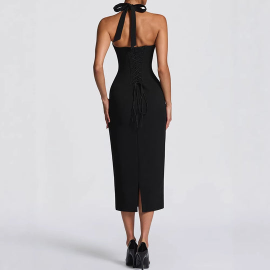 Damen Elegantes Bodycon-Kleid mit Halterdesign EB