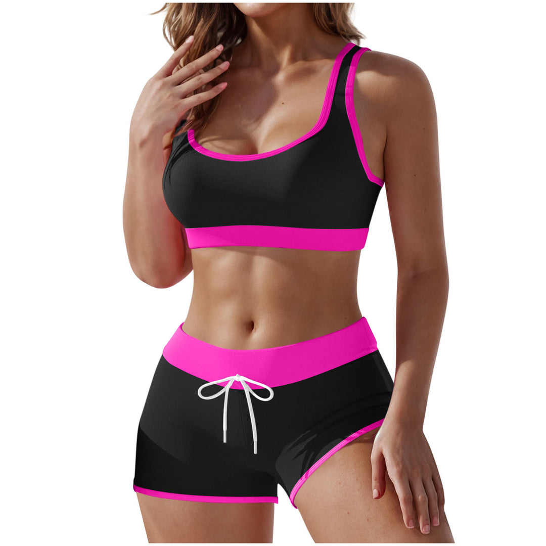 Damen nan stützendes Sportbustier mit breitem Unterbrustband und taillenhohen Trainingsshorts EB