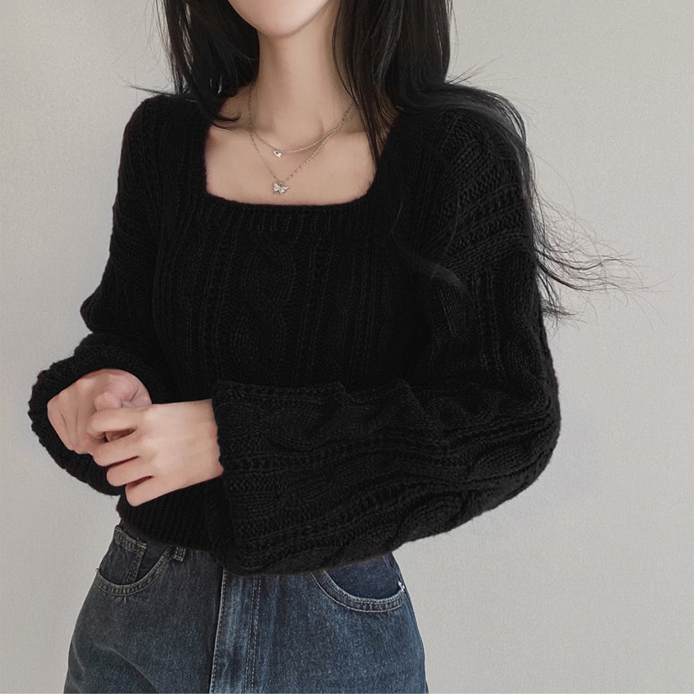 Damen modischer Strickpullover mit Kabelmuster und weitem Schnitt EB