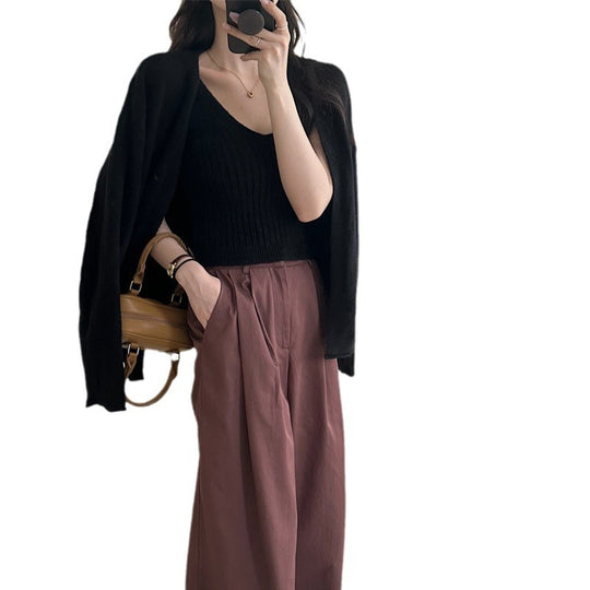 Damen Weicher Langarm-Cardigan mit Knopfleiste und bequemer Passform EB