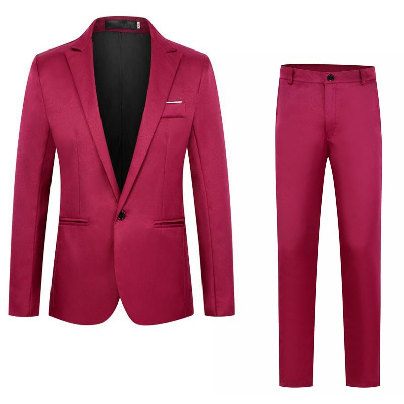 Herren nan tailliertes Anzugset aus feinem Satin mit schlanker Silhouette und Ein-Knopf-Sakko EB