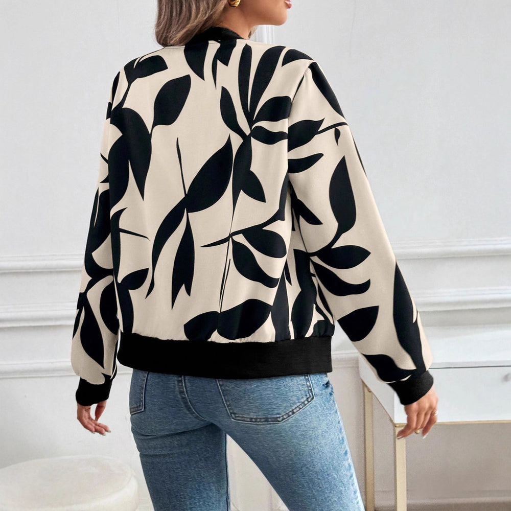 Damen Bomberjacke mit floralem Print und sportlichem Schnitt EB