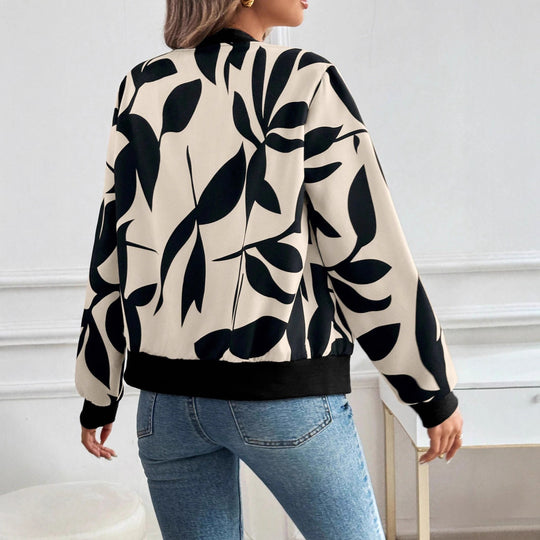 Damen Bomberjacke mit floralem Print und sportlichem Schnitt EB
