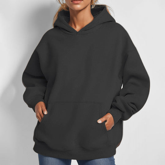 Damen nan extraweites Boxy-Kapuzenpullover mit tiefer Schulterpassform, Känguru-Eingrifftasche und angerauter Innenseite EB