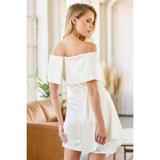 Damen Elegantes Wickelkleid mit Schulterfreies Design und Taillengürtel EB
