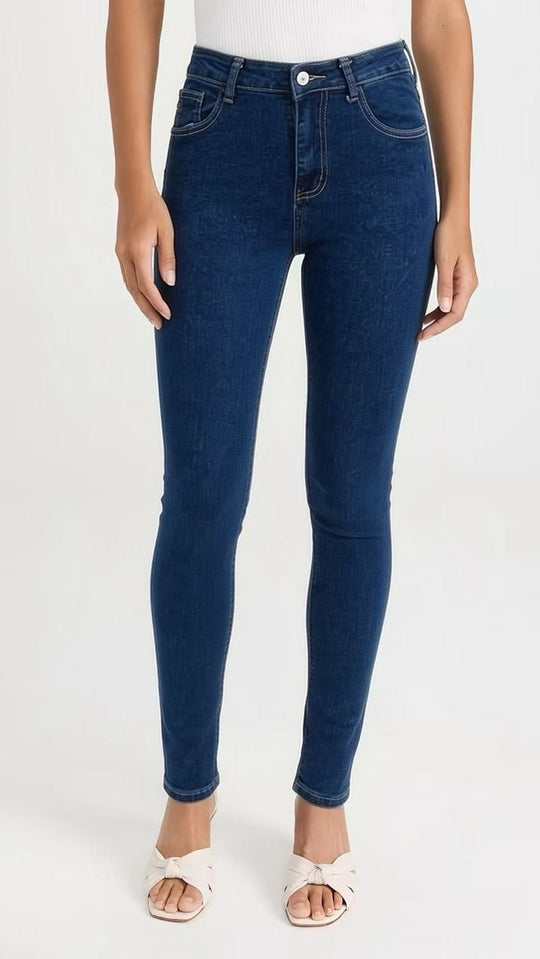 Damen nan hochgeschnittene Skinny-Jeans mit figurformendem Stretch und knöchellanger Passform EB
