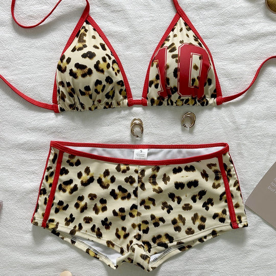 Damen Triangel-Bikini mit sportivem Shorty und animalischem Design EB