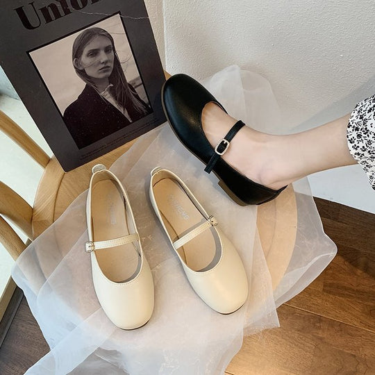 Damen elegante Ballerinas mit Schnallen-Detail EB