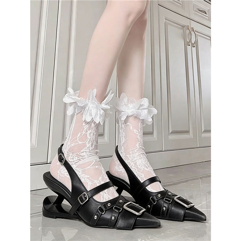 Damen Slingback-Pumps mit verstellbaren Riemen und dekorativen Schnallen EB