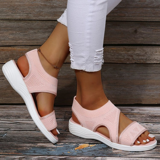 Damen bequeme und atmungsaktive Sandalen mit elastischen Riemen EB