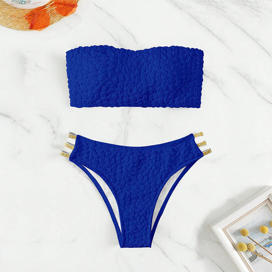 Damen Bandeau-Bikini mit elegantem Glanz und hochwertiger Snaps EB