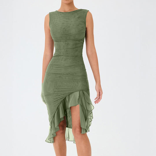 Damen Elegantes Kleid mit Rüschendetails und figurbetontem Schnitt EB