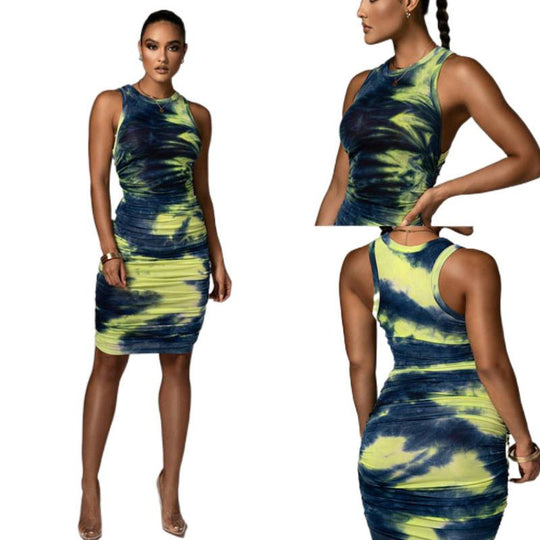 Damen Figurbetontes Wickelkleid mit Hochglanzeffekt und Farbverlauf EB